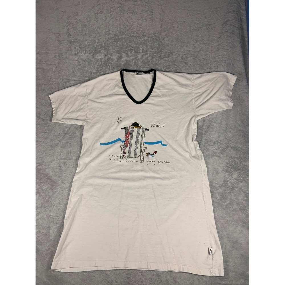 Vtg 90s Emerson Street Aaah...! Tunic T-Shirt XL V-Neck Short Sleeve